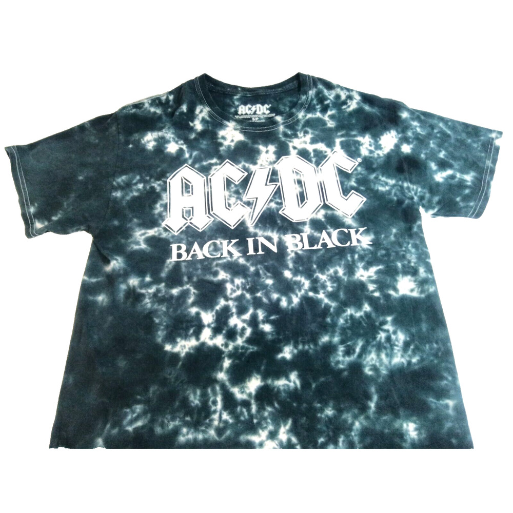 AC/DC Back In Black ACDC T-Shirt Men's Size Small Dark Green Tie Dye Pattern